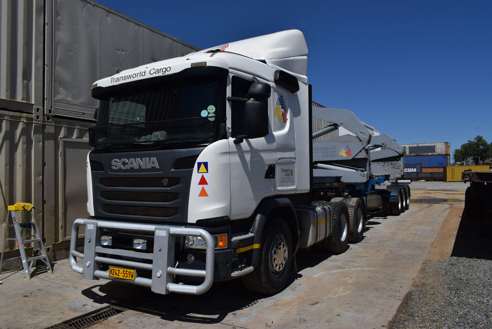 truck for transporting shipping containers