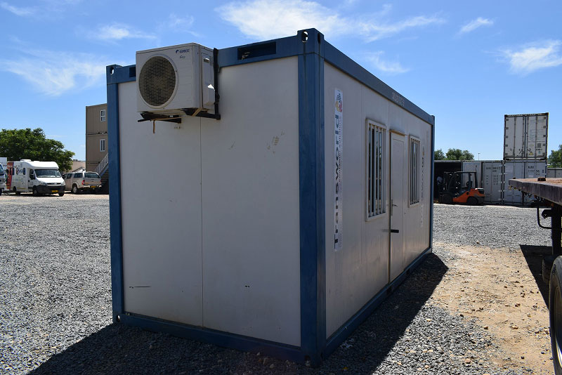 Outside of mobile camp container